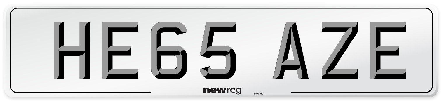 HE65 AZE Number Plate from New Reg